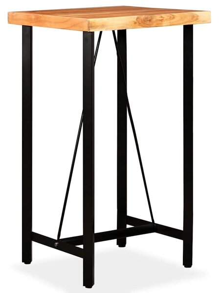 Barový set 3 kusy masivní akáciové dřevo, pravá kůže, plátno 275129