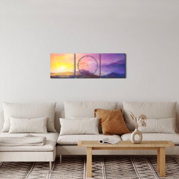 Obraz - Za svítání (s hodinami) (90x30 cm)