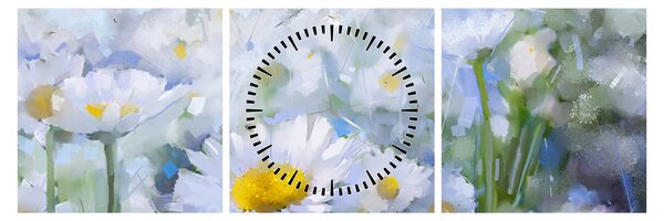 Obraz - V kopretinách (s hodinami) (90x30 cm)