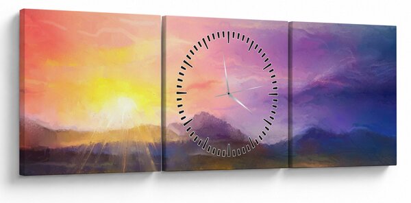Obraz - Za svítání (s hodinami) (90x30 cm)