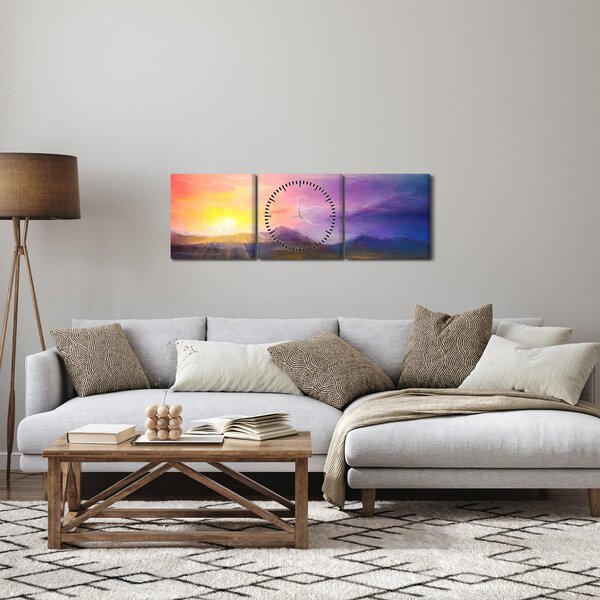 Obraz - Za svítání (s hodinami) (90x30 cm)