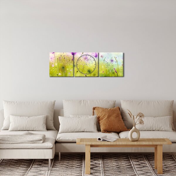 Obraz - Luční kvítí (s hodinami) (90x30 cm)