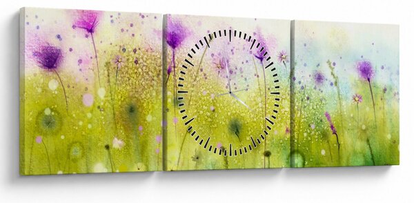 Obraz - Luční kvítí (s hodinami) (90x30 cm)