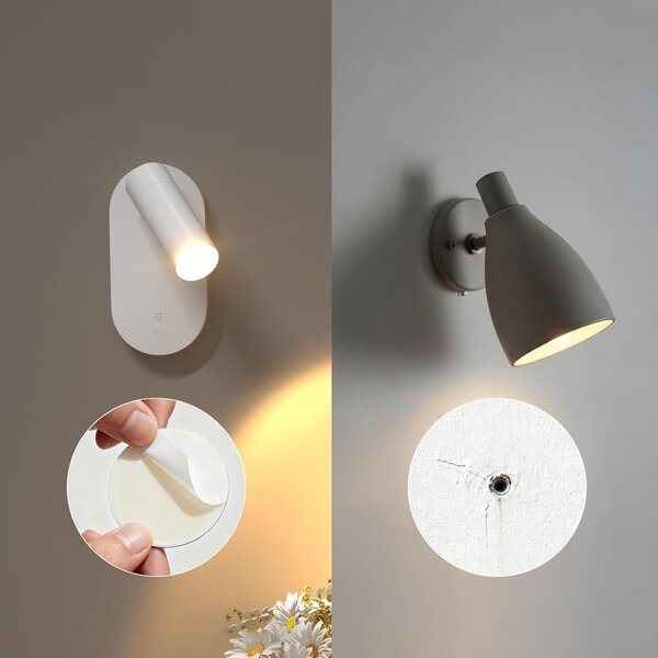 LED nástěnné svítidlo, stmívatelné, CCT, na baterii, 1 W, 50 lm, 12 × 6 × 10 cm