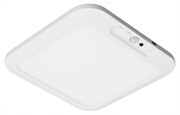 Bílé stropní LED svítidlo s pohybovým čidlem, CCT, 3 W, 325 lm, 18 × 18 × 1,4 cm