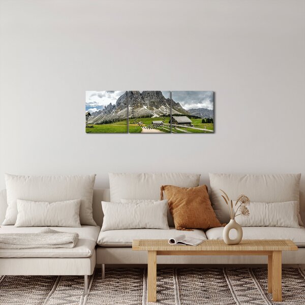 Obraz - V rakouských horách (s hodinami) (90x30 cm)