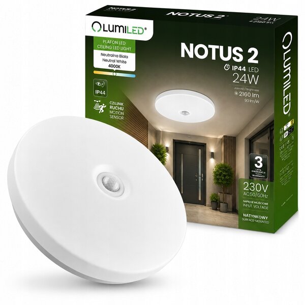 Stropní Svítidlo Lampa kulatý Lumiled bílá, energeticky úsporná, stropní