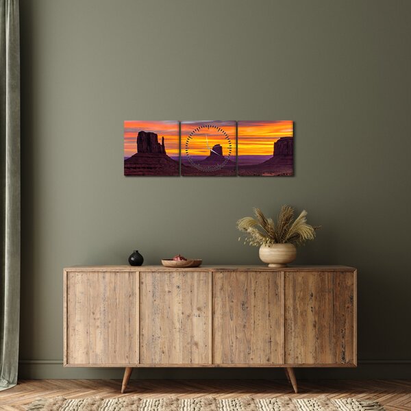 Obraz - Monument Valley v Arizoně (s hodinami) (90x30 cm)