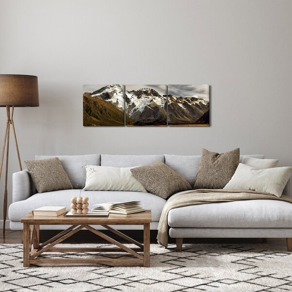 Obraz hory Sefton, Nový Zéland (s hodinami) (90x30 cm)