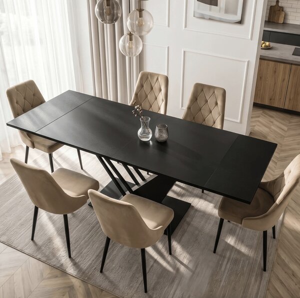 JAKS Rozkládací jídelní stůl černý MDF 160–220 cm REX
