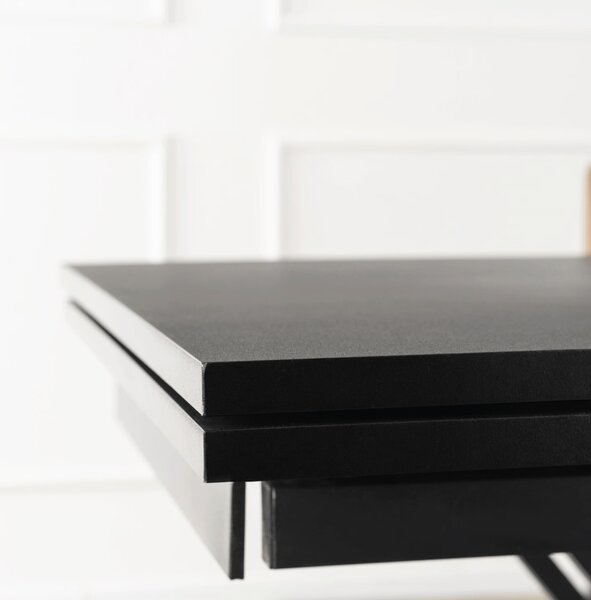 JAKS Rozkládací jídelní stůl černý MDF 160–220 cm REX