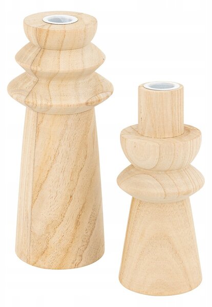 DŘEVĚNÝ SVÍCEN DEKORATIVNÍ MODERNÍ SADA 2 KS UMA 23,5X10,5 CM