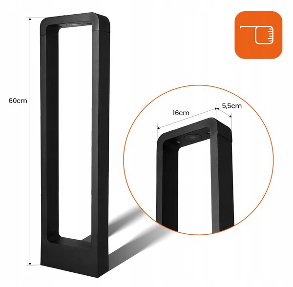 Černý venkovní osvětlovací sloupek 230 V, 60 cm, IP44