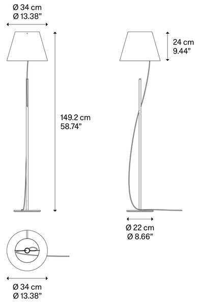 Lodes LED stojací lampa Hover, v. 149 cm, 2700K, 1x6,5W