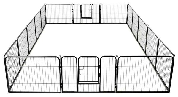 Ohrádka pro psy 16 panelů ocelová 60 x 80 cm černá 275492