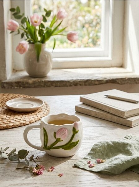 Sinsay - Hrnek s motivem tulipánů - vícebarevná