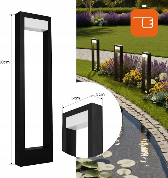 Černý venkovní osvětlovací sloupek 230 V, 60 cm, IP44, neutrální bílá