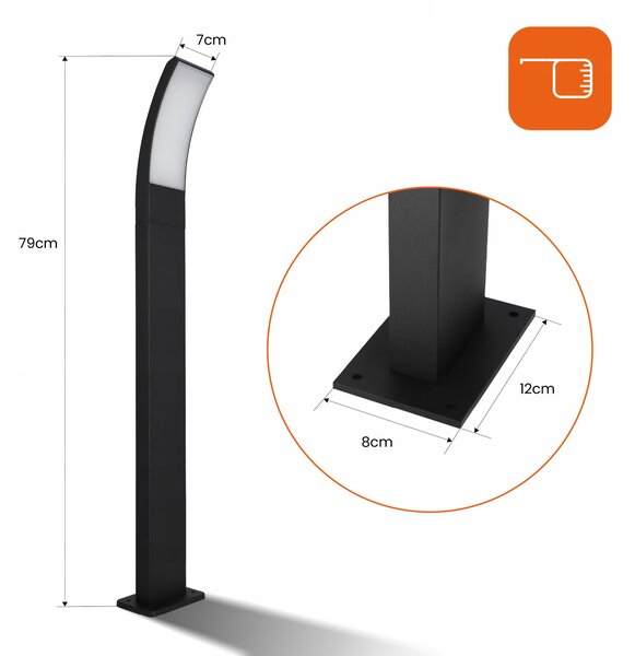 Černý venkovní osvětlovací sloupek 230 V, 80 cm, IP54, neutrální bílá