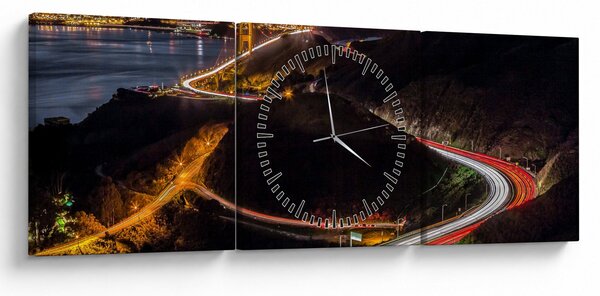 Obraz - Golden Gate Bridge (s hodinami) (90x30 cm)