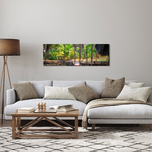 Obraz - Dřevěná loď na kanále, Thajsko (s hodinami) (90x30 cm)