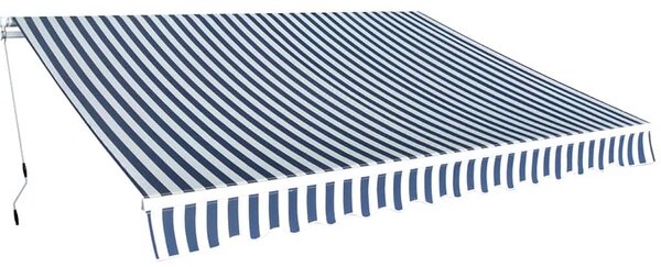Skládací markýza na ruční ovládání 350 cm modro-bílá 275564