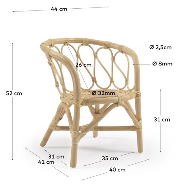 Ratanové dětské křeslo Kave Home Lumila