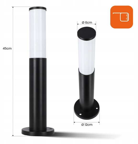 Černý venkovní osvětlovací sloupek E27 230 V, 45 cm, IP54