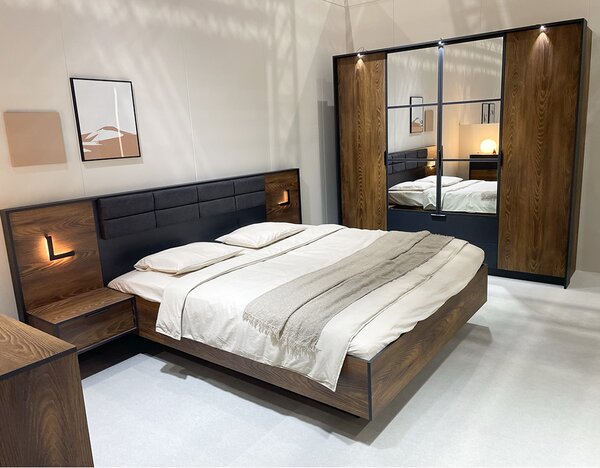Ložnice MILTON l | 5 dílů | kaštan/antracit