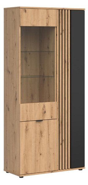 VABRES vitrína REG2D1W/90, dub artisan/černá