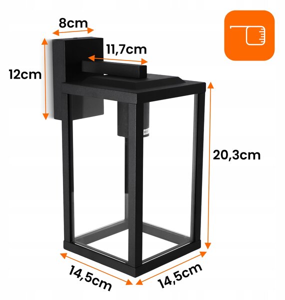 Černé fasádní svítidlo E27, IP54, max. 40 W