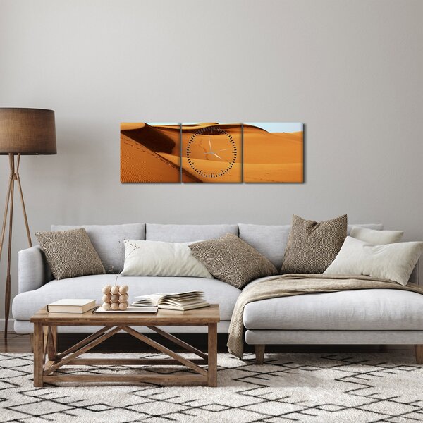 Obraz - Stopy v poušti (s hodinami) (90x30 cm)