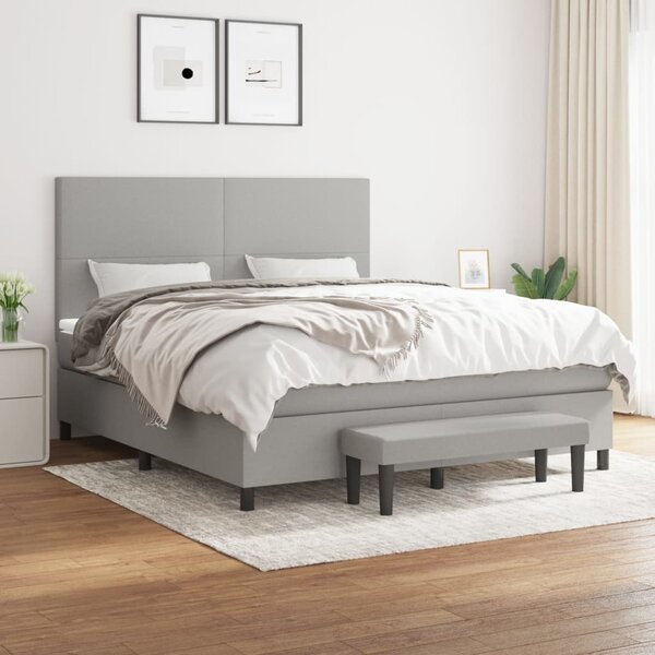 Box spring postel s matrací světle šedá 160 x 200 cm textil 3136445