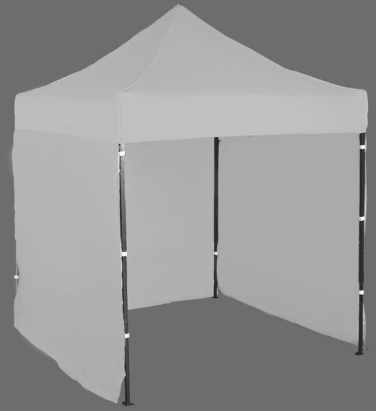 Nůžkový stan 2x2m ocelový, 3 boční plachty, Šedá / antracitová