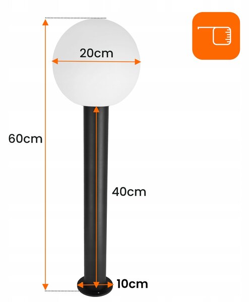 Černý venkovní osvětlovací sloupek E27 60 cm, IP54