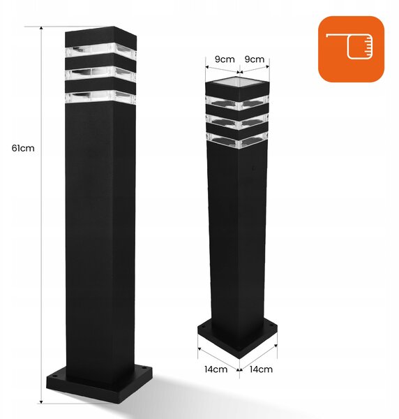 Černý venkovní osvětlovací sloupek E27 230 V, 60 cm, IP54