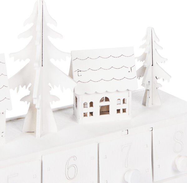 Vánoční dekorace LED MUONIO 24 cm Adventní kalendář Bílá