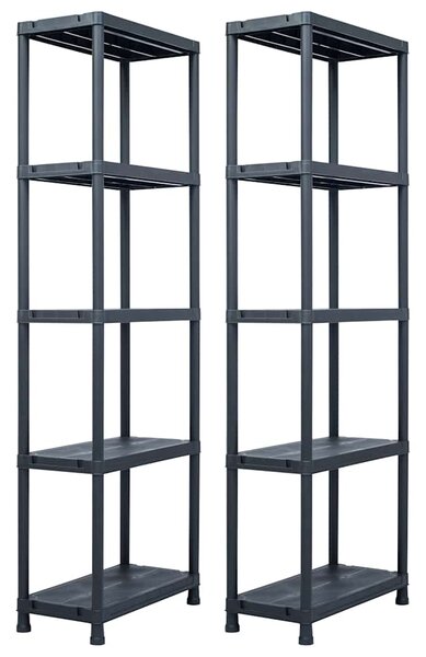 Skladové regály 2 ks černé 125 kg 60 x 30 x 180 cm plastové 276257