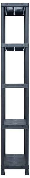 Skladové regály 5 ks černé 125 kg 60 x 30 x 180 cm plastové 276258