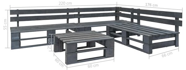 4dílná zahradní sedací souprava z palet dřevo šedá 276314