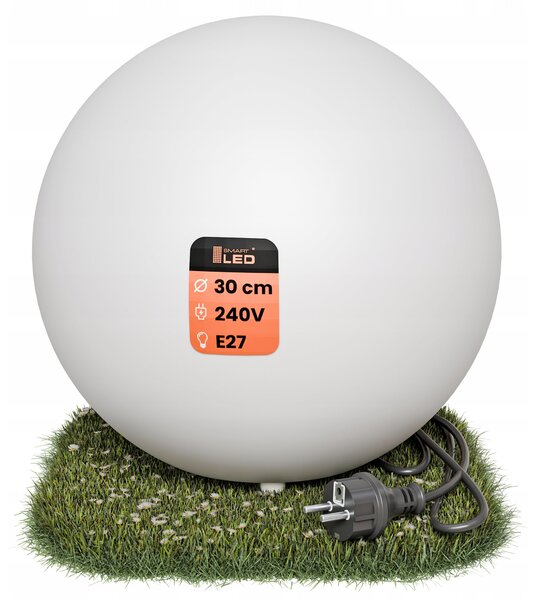 Bílá zahradní koule E27 230 V, 30 cm, IP65