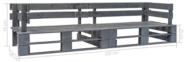 Zahradní 2místná pohovka z palet šedá dřevo 276312