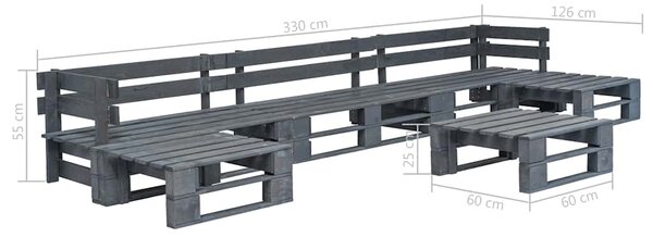 6dílná zahradní sedací souprava z palet dřevo šedá 276320