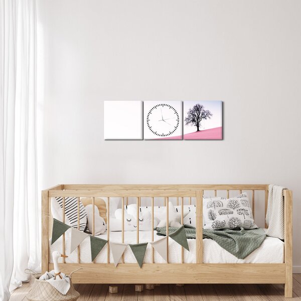 Obraz - Růžový sen (s hodinami) (90x30 cm)