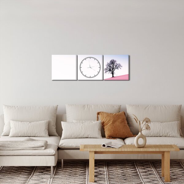 Obraz - Růžový sen (s hodinami) (90x30 cm)