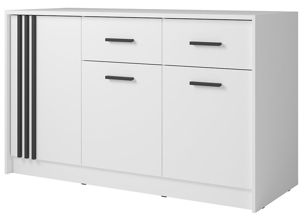 Komoda CANADA CD-24 | 150 cm | bílá s černými úchyty