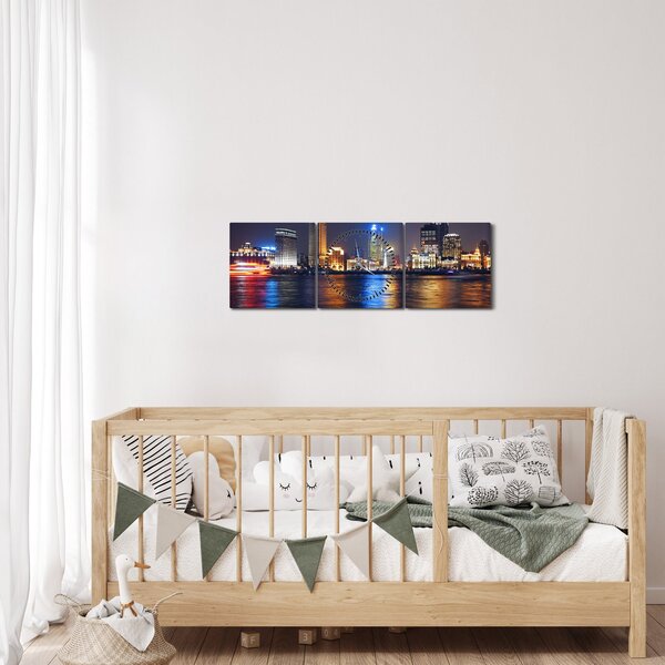 Obraz - Reflekce noci (s hodinami) (90x30 cm)