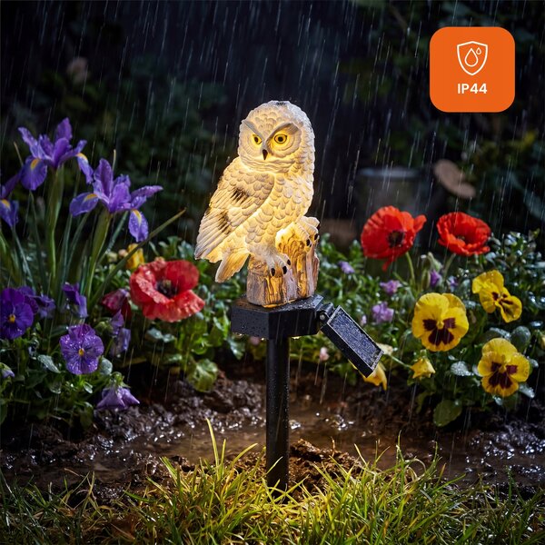 LED solární zápichové svítidlo Sova, 40 cm, 3000 K, IP44