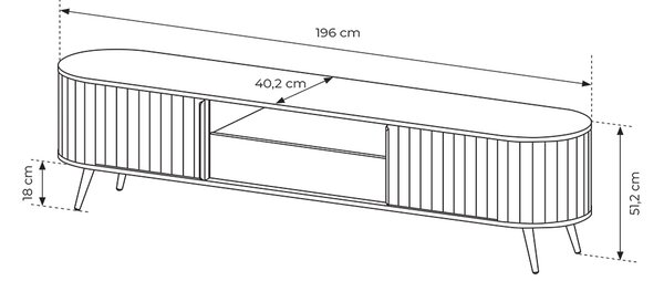 LOVI c | TV stolek RTV 2D1S | 196 cm | dub cremona