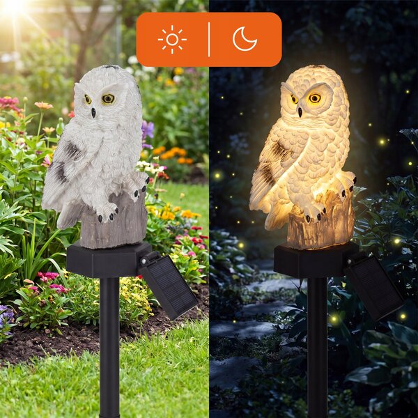 LED solární zápichové svítidlo Sova, 40 cm, 3000 K, IP44
