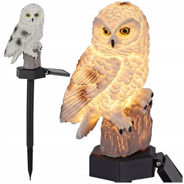 LED solární zápichové svítidlo Sova, 40 cm, 3000 K, IP44